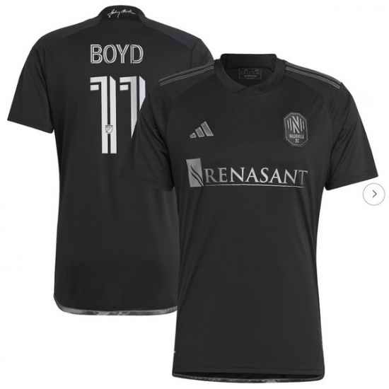 Mens Nashville SC Tyler Boyd adidas Black 2024 Man In Black Kit Replica Player Jersey